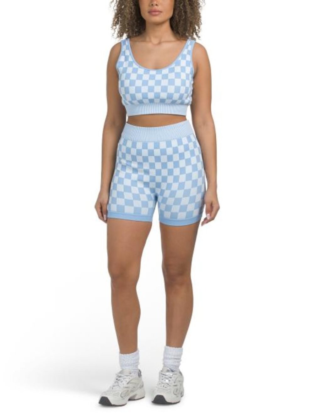 KIMBERLY C 2pc Checkmate Sports Bra And Shorts Set